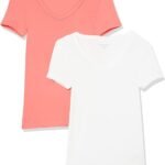 Women's Slim-Fit Short-Sleeve V-Neck T-Shirt, Pack of 2