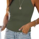 Tops Summer Sleeveless Shirts Sexy High Neck Fitted Tops